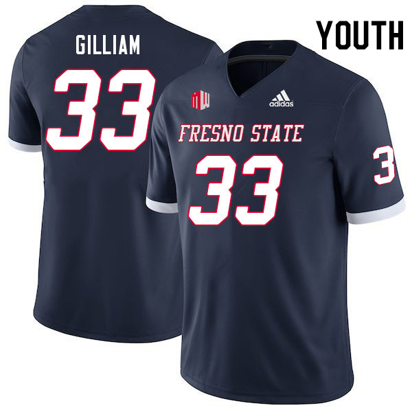 Youth #33 Elijah Gilliam Fresno State Bulldogs College Football Jerseys Stitched Sale-Navy